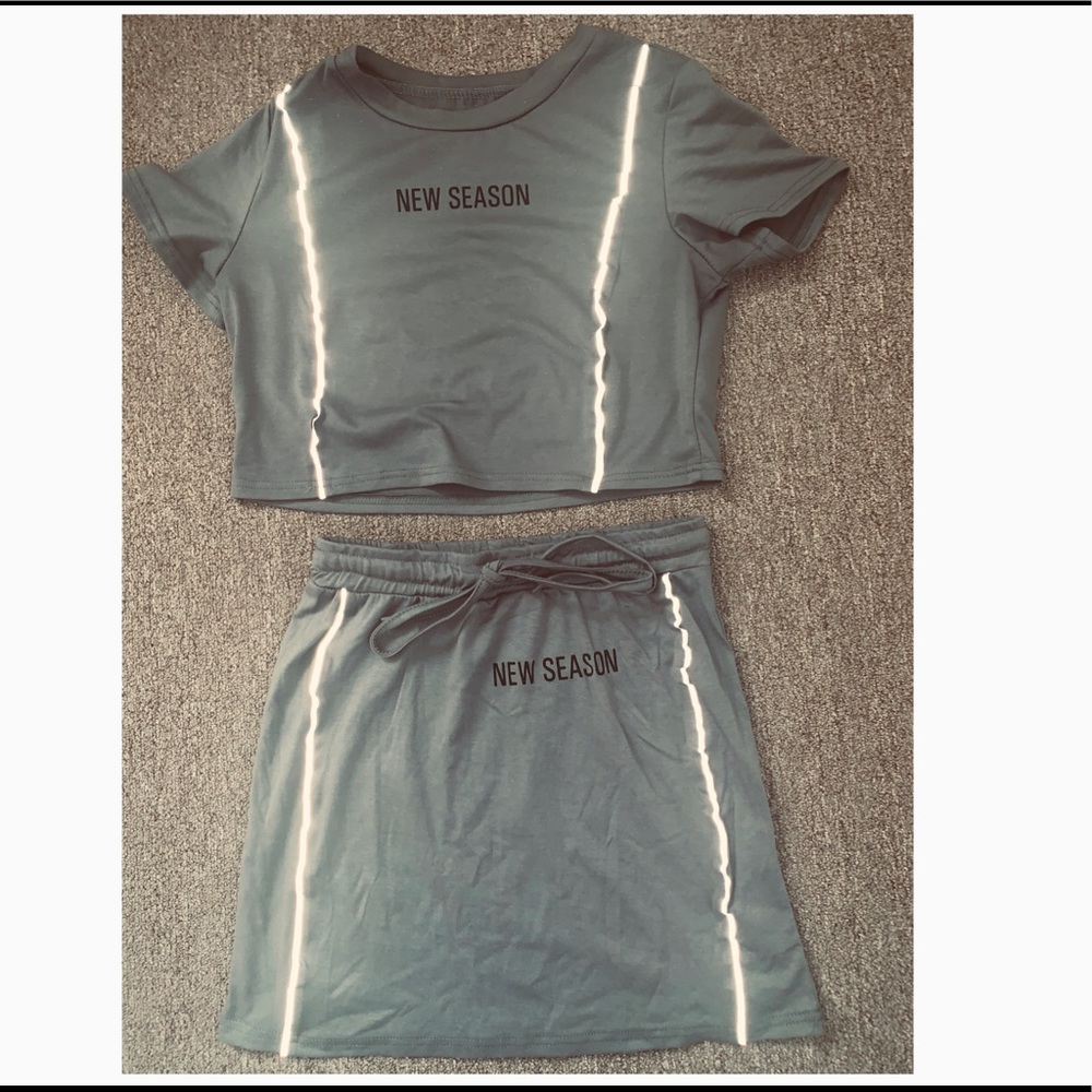 Side Reflectors Crop Top & Skirt Set